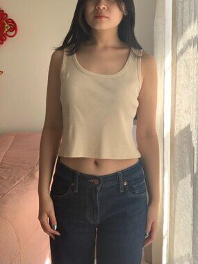 Cropped Cotton Ribbed Tank Top